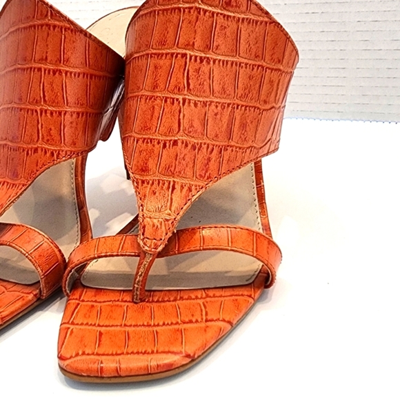 Carvela Women's Orange Croc Print Leather Stiletto Heels Dress Sandal Size 7.5 - Picture 3 of 6